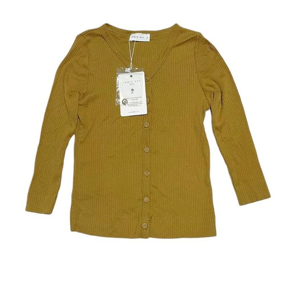 NEW Jamie Kay Fine Rib Cotton Modal Cardigan - Gold - Picture 3 of 4